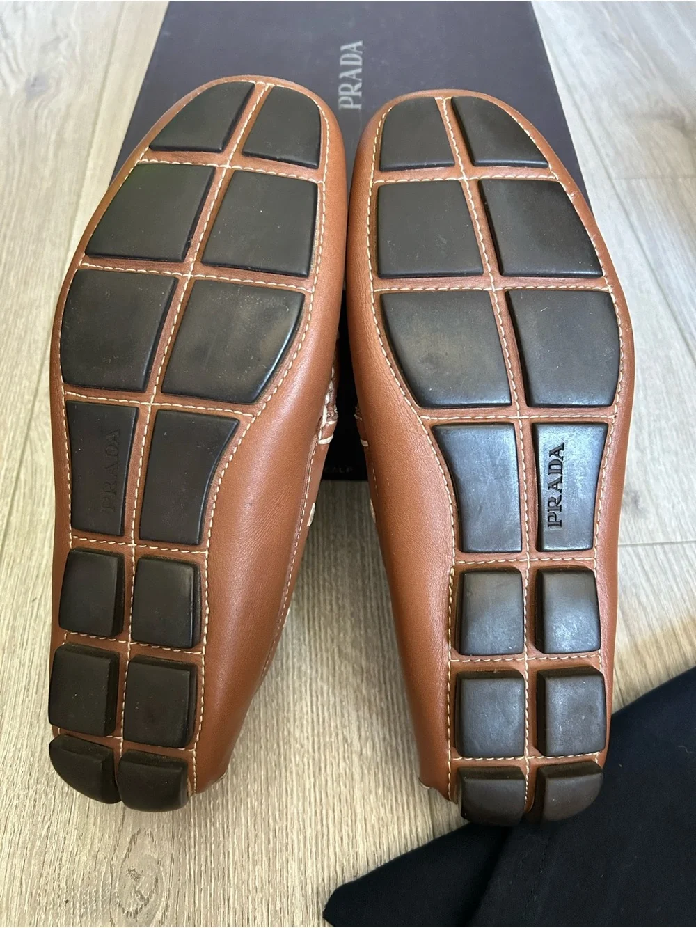 Rare Prada Men's Brown Leather Driving Loafers